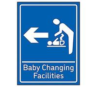 VSafety Baby Changing Facilities Flecha izquierda - 200 mm x 300 mm - Vinilo autoadhesivo azul