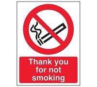 VSafety - Cartel con texto en inglés "Thank You For Not Smoking", retrato, (Pack de 3), 150 mm x 200 mm, 3