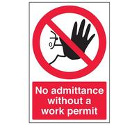 VSafety - Cartel de texto "No Admittance Without Work Permit" (200 mm x 300 mm, plástico rígido de 1 mm)