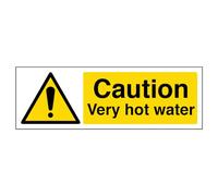 VSafety Caution - Letrero de agua muy caliente, 300 mm x 100 mm, vinilo autoadhesivo