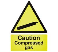 VSafety Caution - Señal de advertencia de gas comprimido (150 mm x 200 mm, plástico rígido de 1 mm)