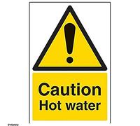 VSafety Caution - Señal de agua caliente (200 mm x 300 mm, vinilo autoadhesivo)