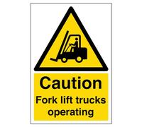 VSafety Caution - Señal de funcionamiento para carretillas elevadoras (200 mm x 300 mm, vinilo autoadhesivo)