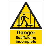 VSafety Danger Andamio Incompleto Señal - Retrato - 300 mm x 400 mm - Vinilo autoadhesivo