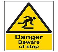VSafety Danger Beware Of Step - Señal de 300 mm x 400 mm, plástico rígido de 1 mm