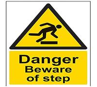 VSafety Danger Beware Of Step - Señal de seguridad (200 mm x 300 mm, plástico rígido, 1 mm)