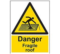 VSafety Danger Fragile - Letrero para techo (300 x 400 mm, plástico rígido, 1 mm)