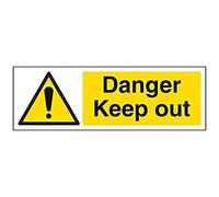 VSafety Danger, Keep Out Sign - Paisaje - 300 mm x 100 mm - Vinilo autoadhesivo