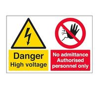 VSafety DangerHighVoltage/No Admit.Auth.Person Only-800 x 600 mm 3 mm compuesto de aluminio con canal de fijación señal de seguridad