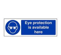 VSafety Eye Protection Is Available Here - Señal de EPP, 300 mm x 100 mm, plástico rígido de 1 mm
