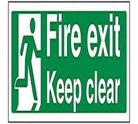 VSafety Fire Exit Keep Clear - Señal (300 x 100 mm), diseño de paisaje