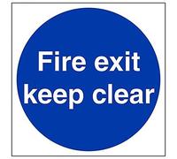 VSafety Fire Exit Keep Clear - Señal cuadrada (policarbonato, 200 x 200 mm, 2 mm)