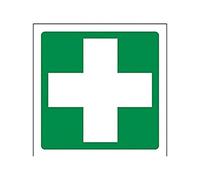 VSafety First Aid - Letrero con logotipo de primeros auxilios, cuadrado, 100 mm x 100 mm, plástico rígido de 1 mm