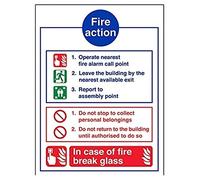 VSafety General Fire Action Break - Cartel de cristal (150 x 200 mm), diseño de estrella