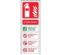 VSafety Hydro-Spray - Señal para extintor (100 mm x 280 mm, plástico rígido, 1 mm)