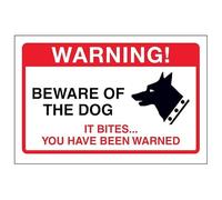 VSafety Letrero con texto en inglés "Beware Of The Dog, It Bites…", 200 mm x 150 mm, plástico rígido amarillo