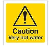 VSafety - Letrero de agua muy caliente, cuadrado, 100 mm x 100 mm - 1 mm de plástico rígido