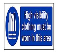 VSafety - Letrero de polietileno de alta visibilidad para ropa debe ser usado en esta área, 300 mm x 100 mm, plástico rígido de 1 mm