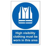 VSafety - Letrero de polietileno de alta visibilidad para ropa debe ser usado en esta área, retrato - 200 mm x 300 mm - vinilo autoadhesivo