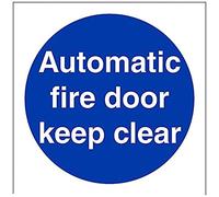VSafety - Letrero obligatorio para puerta de incendio, cuadrado, 100 mm x 100 mm, vinilo autoadhesivo