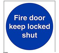 VSafety - Letrero para puerta de incendio, cuadrado, 200 mm x 200 mm, vinilo autoadhesivo