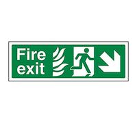 VSafety NHS Fire Exit Arrow Down Right Sign - Señal (300 mm x 100 mm), vinilo autoadhesivo