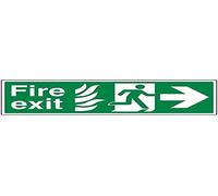 VSafety NHS Fire Exit Flecha Señal derecha - Paisaje - 600 mm x 200 mm - 1 mm de plástico rígido