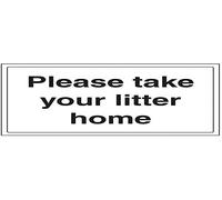 VSafety Please Take Your Litter Home, letrero de agradecimiento - Paisaje - 400 mm x 300 mm - 1 mm de plástico rígido