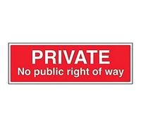 VSafety Private, No Public Right Of Way - Letrero de 450 mm x 150 mm, plástico rígido de 1 mm