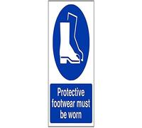 VSafety Protective Footwear Must Be Worn In This Area - Letrero de polietileno (PPE), 150 mm x 200 mm, vinilo autoadhesivo