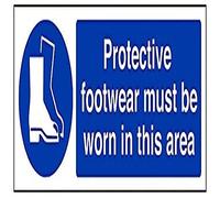 VSafety Protective Footwear Must Be Worn In This Area - Letrero de polietileno (PPE), 300 mm x 100 mm, vinilo autoadhesivo