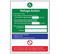 VSafety Refuge Action You Are Located On Building - Letrero de 150 mm x 200 mm, vinilo autoadhesivo
