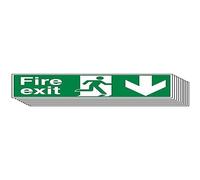 VSafety - Salida de incendios con flecha hacia abajo, 450 x 150 mm, paquete de 10