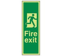 VSafety - Señal autoadhesiva de vinilo con texto en inglés "Glow In The Dark Final Fire Exit Arrow Man Right" (150 x 450 mm)