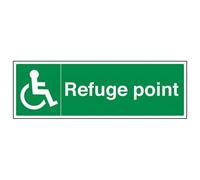 VSafety - Señal autoadhesiva de vinilo con texto en inglés "Glow In The Dark Refuge Point Fire Assembly Sign" (450 x 150 mm)