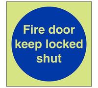 VSafety - Señal autoadhesiva para puerta de incendio (150 x 150 mm), diseño con texto "Glow in the Dark"