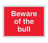 VSafety - Señal con texto en inglés "Beware Of The Bull", paisaje (3 unidades), 400mm x 300mm, 3