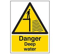 VSafety - Señal con texto en inglés "Danger Deep Water", 3 unidades, 300mm x 400mm, 3