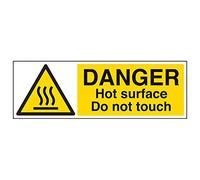 VSafety - Señal con texto en inglés "Danger Hot Surface Do Not Touch", 3 unidades, 450mm x 150mm, 3