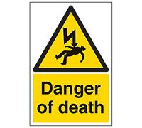 VSafety - Señal con texto en inglés "Danger Of Death", retrato (3 unidades), 200mm x 300mm, 3