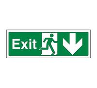 VSafety - Señal con texto en inglés "Exit Arrow Down", horizontal, 3 unidades, 300mm x 100mm, 3
