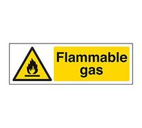 VSafety - Señal con texto en inglés "Flammable Gas", paisaje (3 unidades), 300mm x 100mm, 3