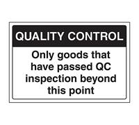 VSafety - Señal con texto en inglés "Only Goods That Have Passed QC Inspection..." (3 unidades), 300mm x 200mm, 3