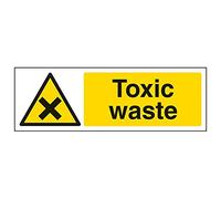VSafety - Señal con texto en inglés "Toxic Waste", paisaje (3 unidades), 300mm x 100mm, 3