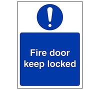 VSafety - Señal con texto "Fire Door Keep Locked", retrato, 3 unidades, 150mm x 200mm, 3