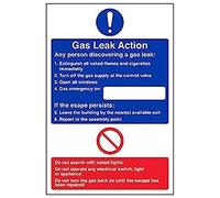 VSafety - Señal con texto "Gas Leak Action", retrato, 3 unidades, 200mm x 300mm, 3