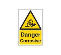 VSafety - Señal de advertencia corrosiva de peligro - Retrato - 200 mm x 300 mm - 1 mm de plástico rígido