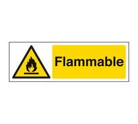 VSafety - Señal de advertencia inflamable (300 mm x 100 mm, plástico rígido, 1 mm)
