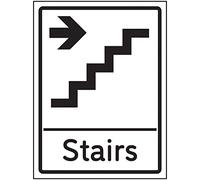 VSafety - Señal de flecha derecha para escaleras, 150 x 200 mm, autoadhesiva, efecto aluminio