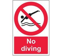 VSafety - Señal de prohibición de buceo (200 mm x 300 mm, plástico rígido, 1 mm)